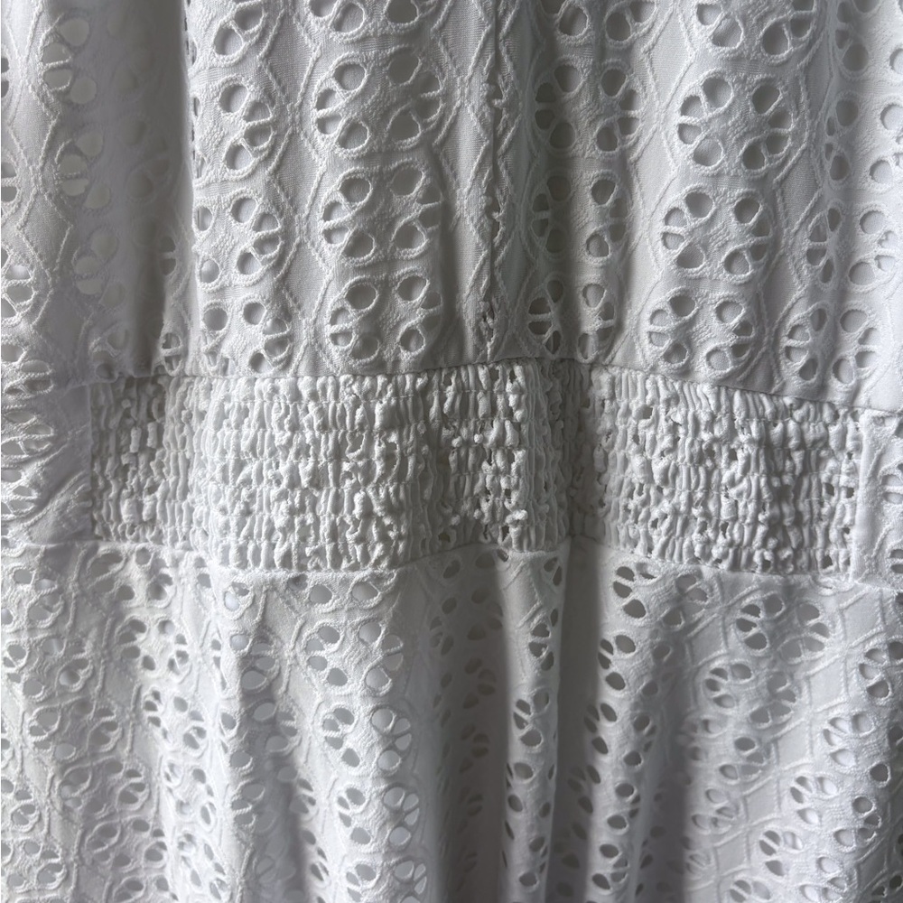 WHBM White Eyelet XL Sleeveless Dress NWT Keyhole Back V Neck Cruise Party Lined - Picture 11 of 16